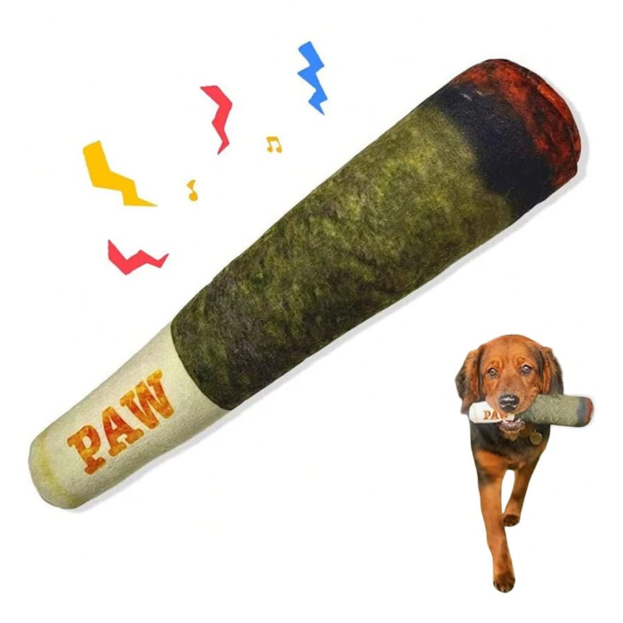 Divertenti giocattoli interattivi per cani - Giocattoli per animali domestici in peluche con design a sigaro che digrignano i denti Giocattolo da masticare creativo per cani di piccola taglia e media