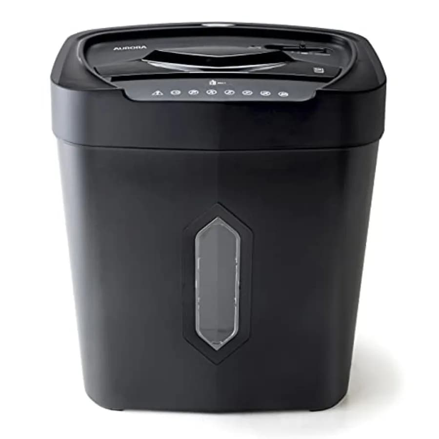 Paper and Credit Card Shredder with 5.2 gal Wastebasket for office use, metal body, black color, high-security cross-cut shredd