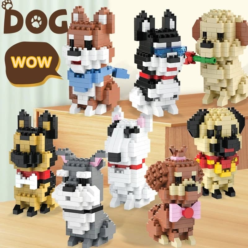 NUOVO FAI DA TE Simpatico Cane Shiba Inu Fado Husky Teddy Schnauzer Golden Retriever Animali Domestici Building Blocks Kit Mattoni Modello Giocattolo Per Bambini