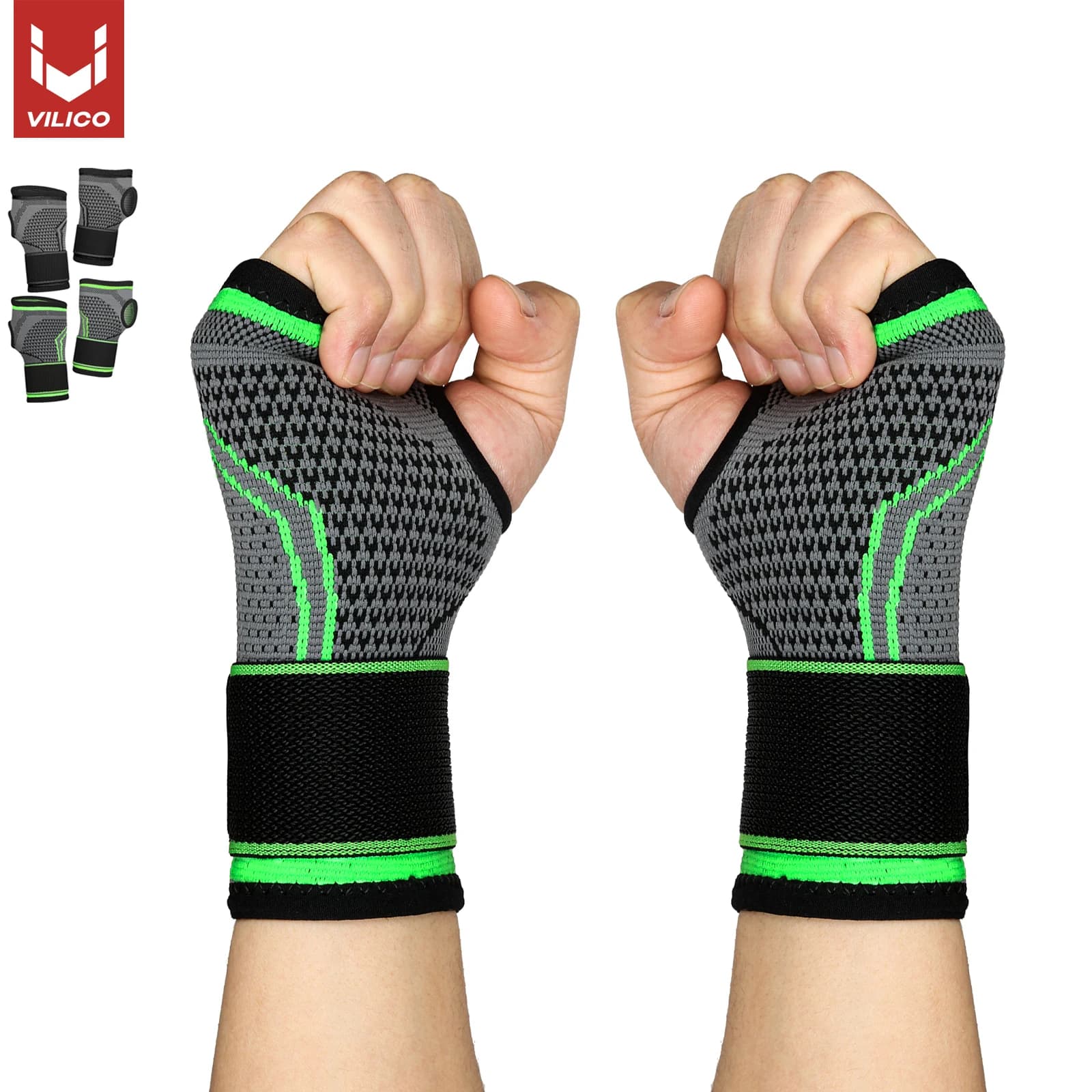 Sports Knee Sleeve Wrist Guard Palm Protector Wrist Support Compression Gloves for Adjustable Wrist Strap for Carpal Tunnel