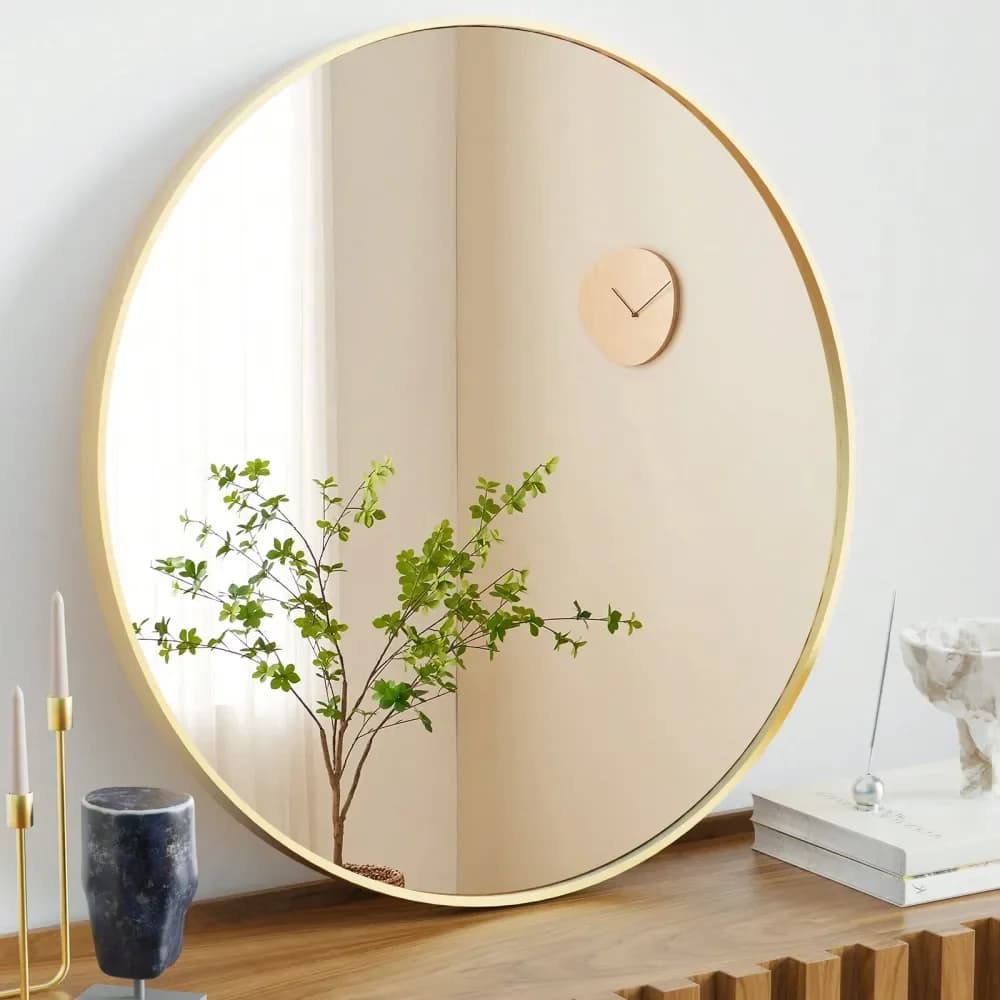 Specchio da parete rotondo nero OLIXIS da 20 pollici, specchi da bagno da posizionare sopra il lavabo, specchio circolare per bagno, ingresso, camera da letto, vanità