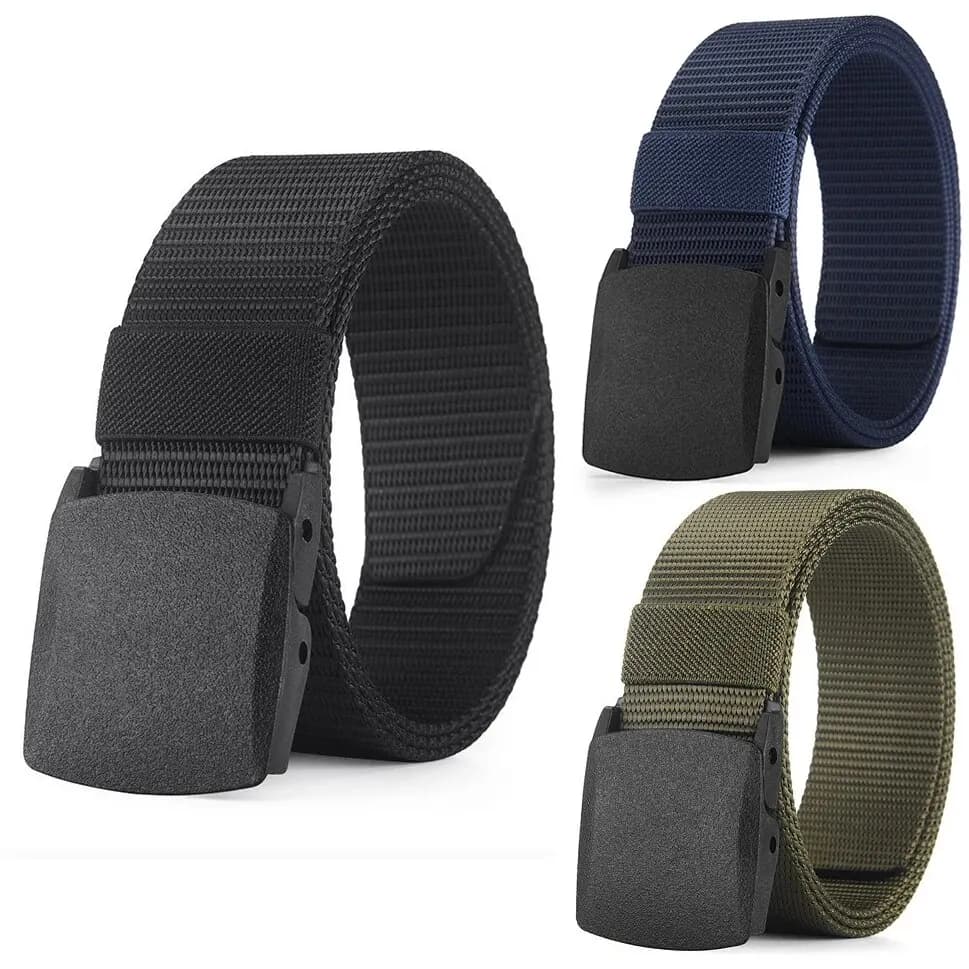 Men's Belt Casual Canvas Belt Outer Tactical Nylon Belt without Metal with Trousers Jeans Belts Sports Belts for Men Women