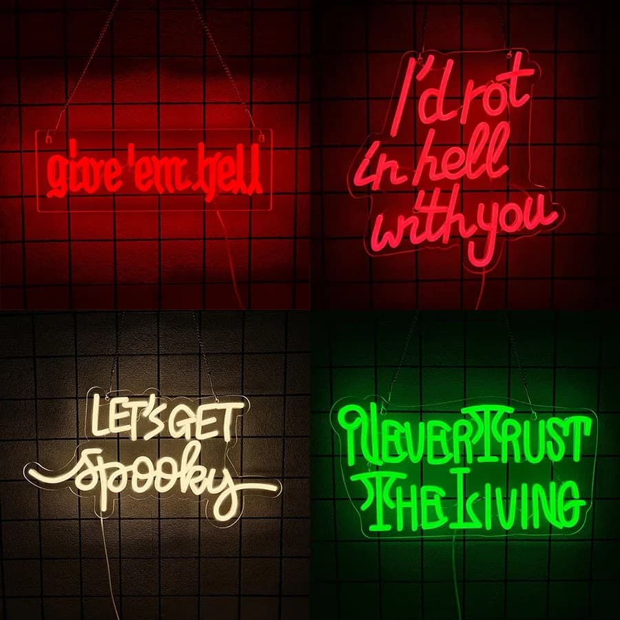 Give Em Hell Insegna al neon per decorazioni da parete, tema appartamento dormitorio, decorazioni gotiche per feste in casa per grotta uomo, bar, sala giochi, alimentato tramite USB