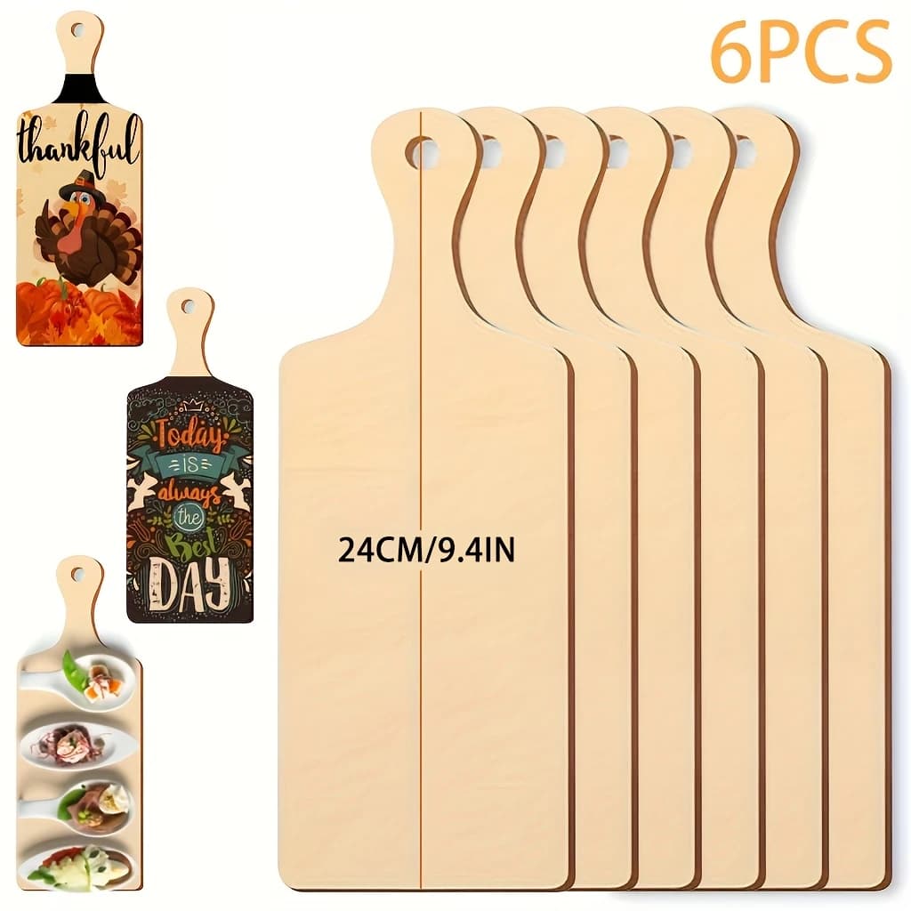 6 mini wooden cutter with handle, small cutter, cutter in craft wood, for home decorations, kitchen, festival diy