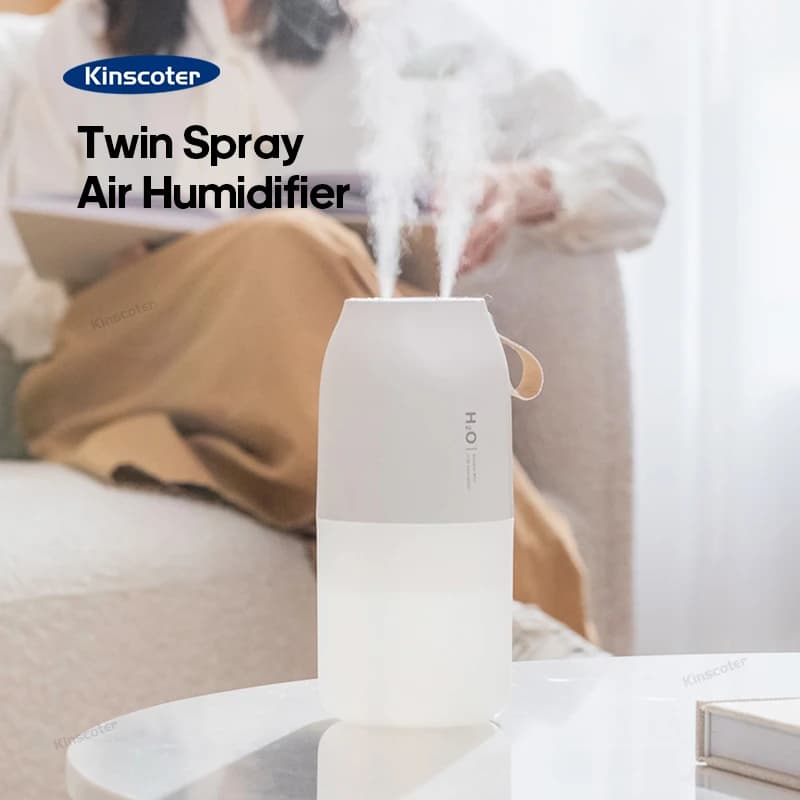 KINSCOTER Ultrasonic Humidifier 300ml 2000mAh USB Battery Diffuser Sprayer Releases smooth water fogs for Home Office