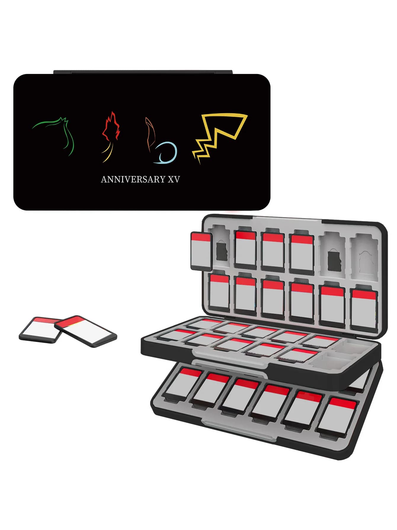 For game box door Switch with 48 slots for boxes and space to store 48 Micro SD cards, portable travel accessory for game manager