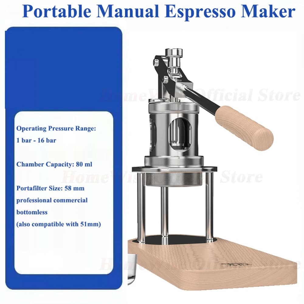 LXCHAN WS/WS1 Macchina per caffè espresso manuale portatile con manometro per viaggi e uso domestico Versare e caffè freddo 51/58 mm