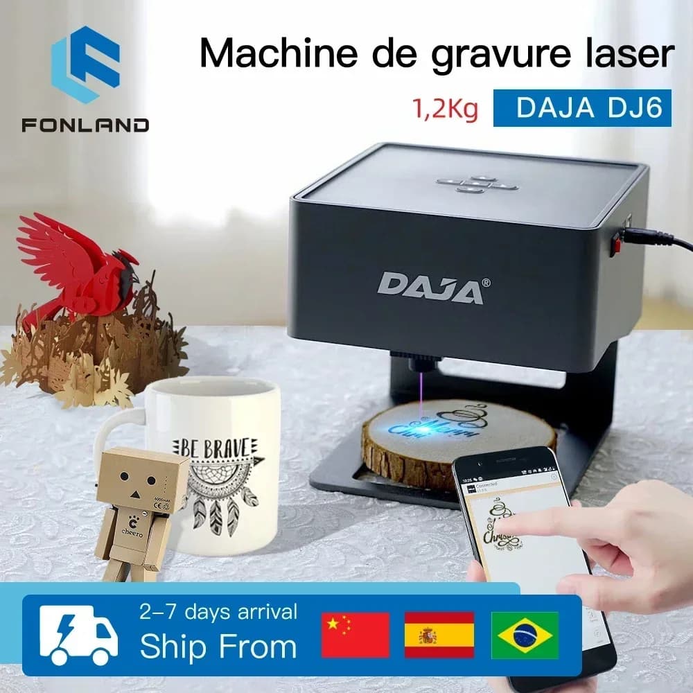 FONLAND DJ6 Laser Engraver CNC Machine For Laser Engraving FAI FROM TE 3000mw Fast Mini Logo Printer Marking for Taglierina Wood Processing Plast