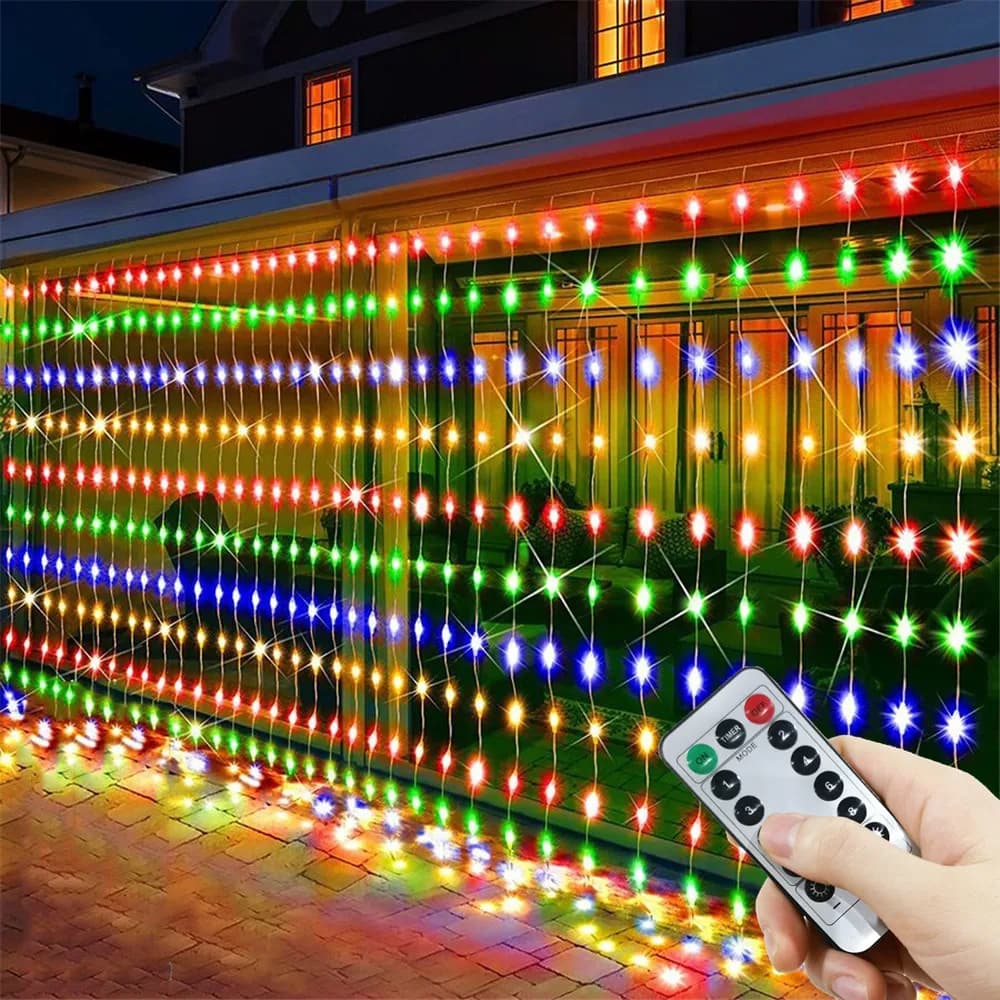 Ghirlanda di nozze Lucine per esterni 8 modalità LED USB Tenda luminosa Stringa Albero di Natale Decorazione natalizia Luce da giardino