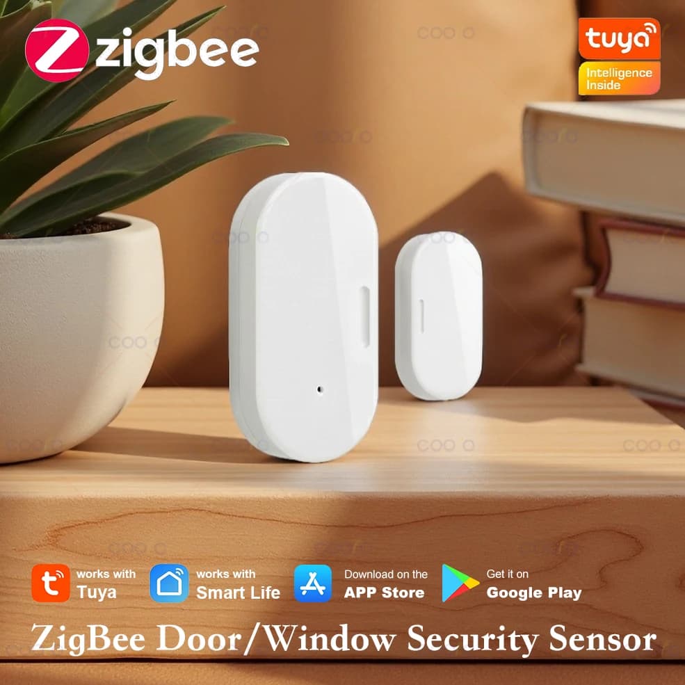 Sensore Magnetico ZigBee 3.0 per Porte e Finestre, Sistema di Allarme di Sicurezza Domestica Intelligente, Controllo Remoto tramite App Smart Life Tuya