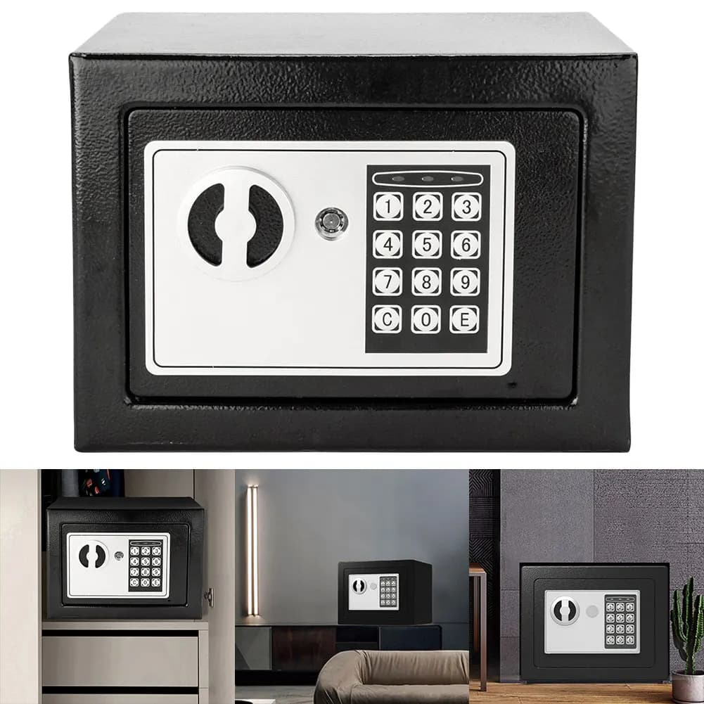 Electronic Digital Safe with Lock, Mini Safety Deposit Box with Key Lock for Home and Office, to Store Money, Jewelry and Documents