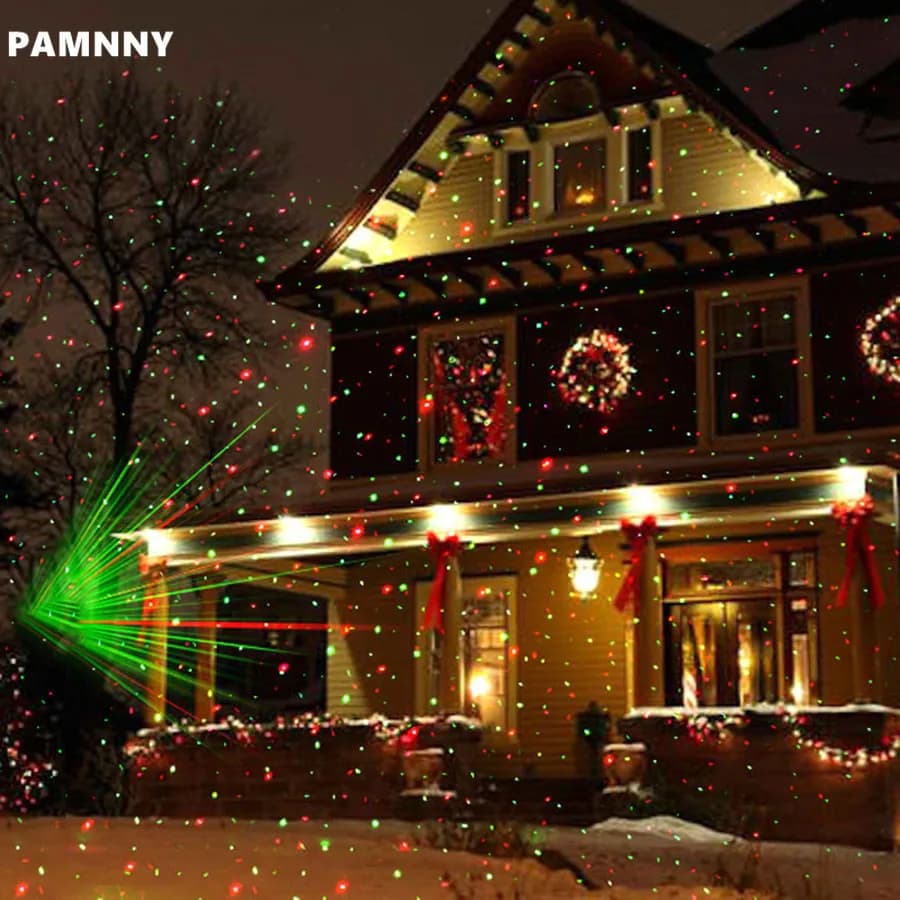 PAMNNY Outdoor Full Sky Star rosso verde proiettore Laser luce natale LED discoteca luce da palcoscenico giardino Patio prato paesaggio lampada