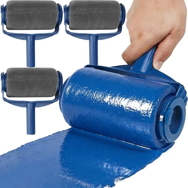 Paint roller with integrated container, efficient tool for wall painting, leak proof foam roller, brush for home renovations