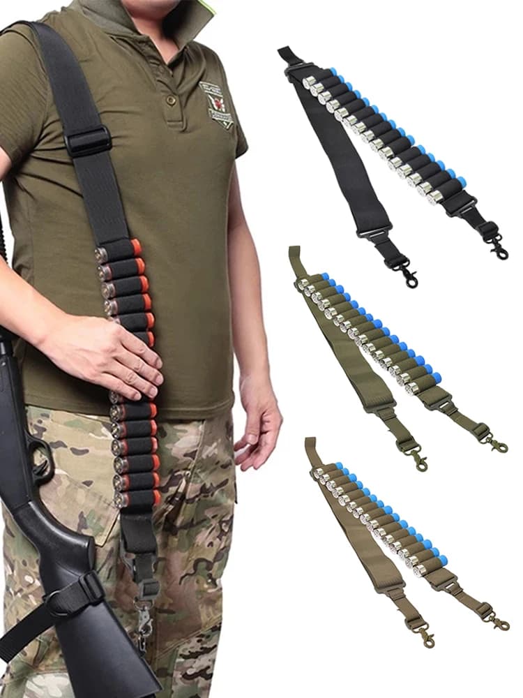 Tattico 15 colpi Munizioni Shell Cintura Fucile Calibro 12 Munizioni Pouch 2 Punti Fucile Sling Proiettile Cartucce Fondina Cinghia