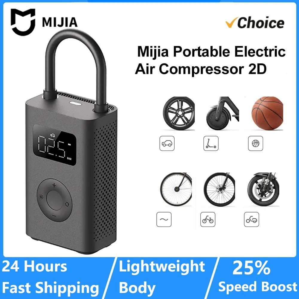 NUOVO Compressore d'Aria MIJIA 2D Portatile Elettrico con Sensore Pneumatici Mi Inflatable Treasure 2D per Auto Bici Palloni