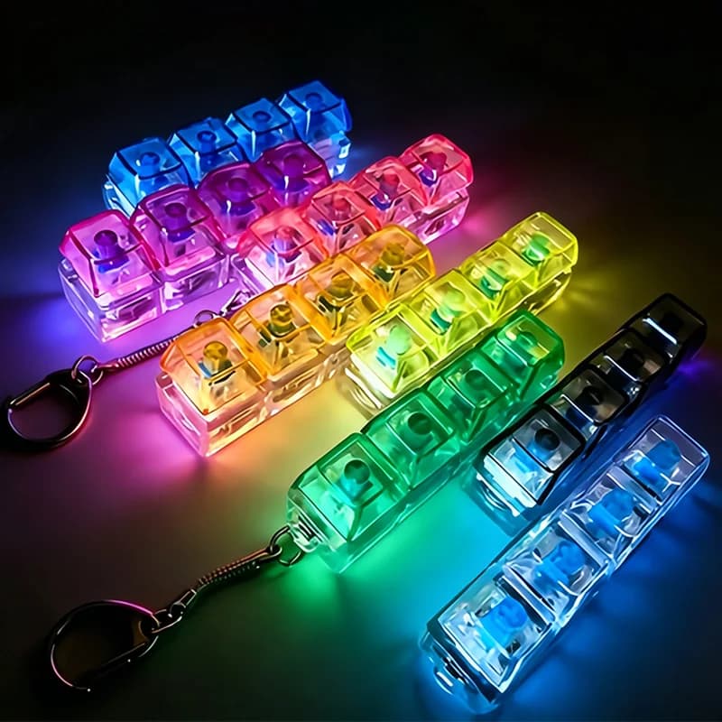 Tester per tasti meccanici a 4 tasti con LED, giocattolo antistress, fai da te, portachiavi fidget, regalo per bambini
