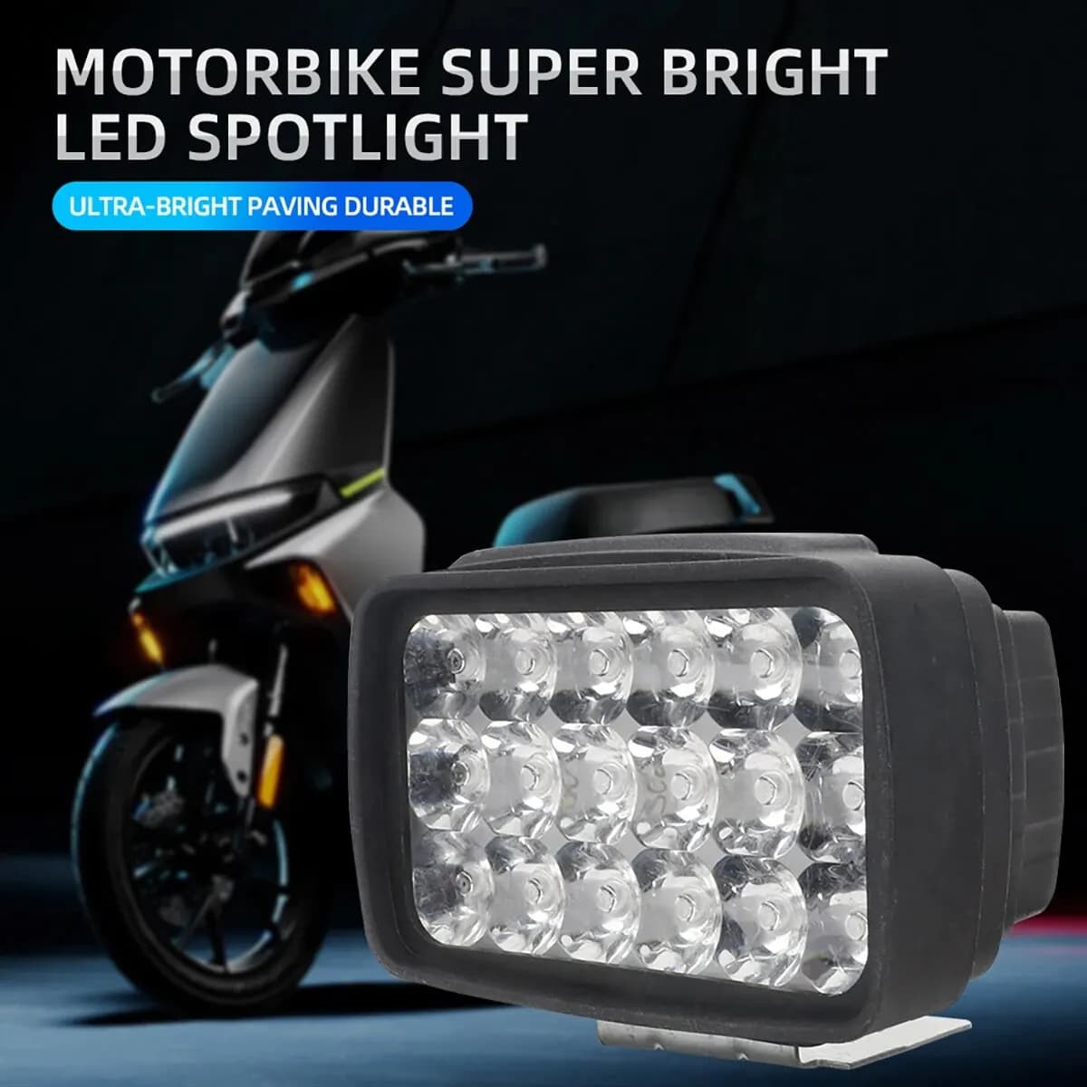 Super Bright 18 LED Motorcycle Light 6000K Motorcycle Auxiliary Lamp White Scooter Front Workbench Fendinebbia
