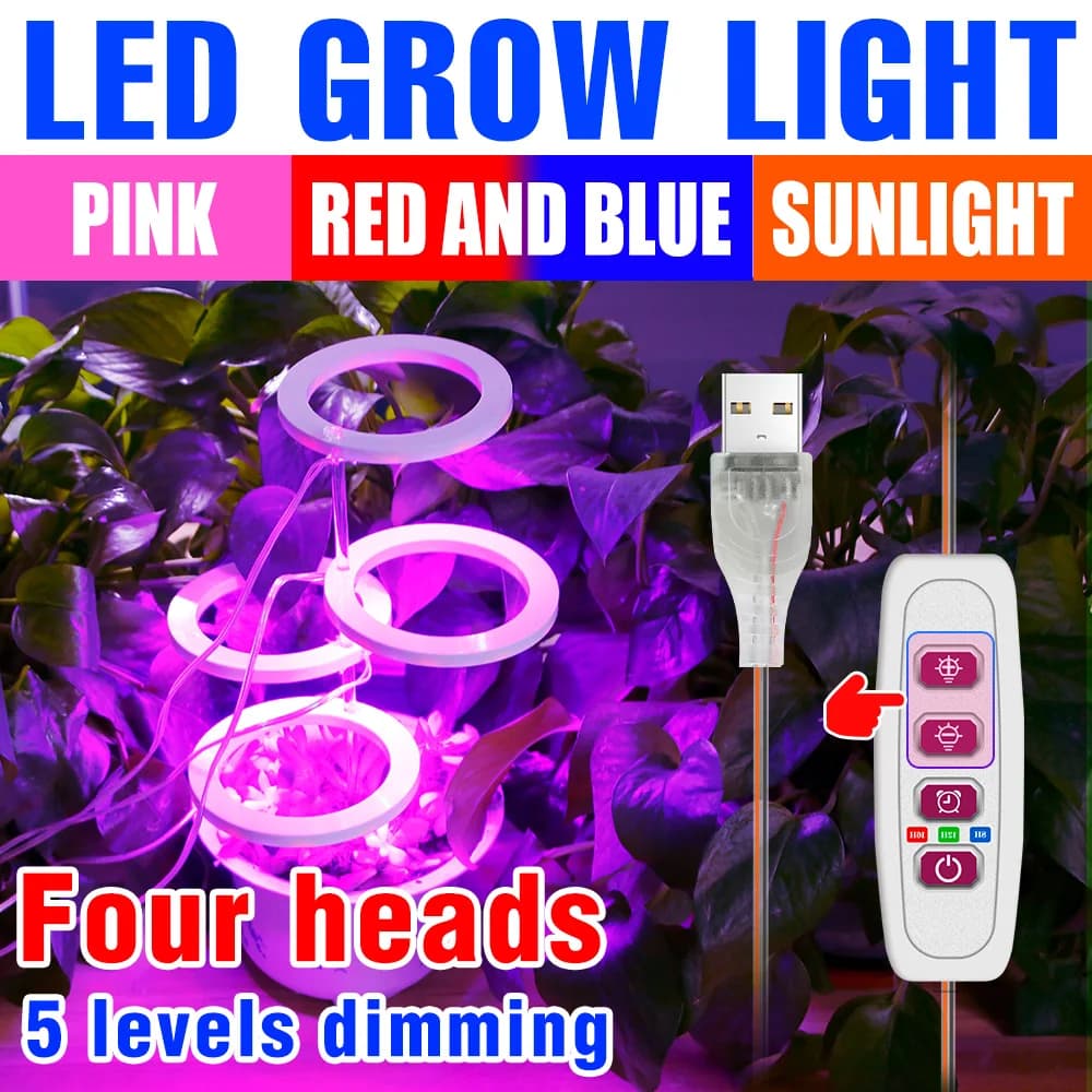 Full Spectrum LED Grow Lamp Phytolamp Indoor Plant Lamp Hydroponic Seed Growing Light With Timing Function