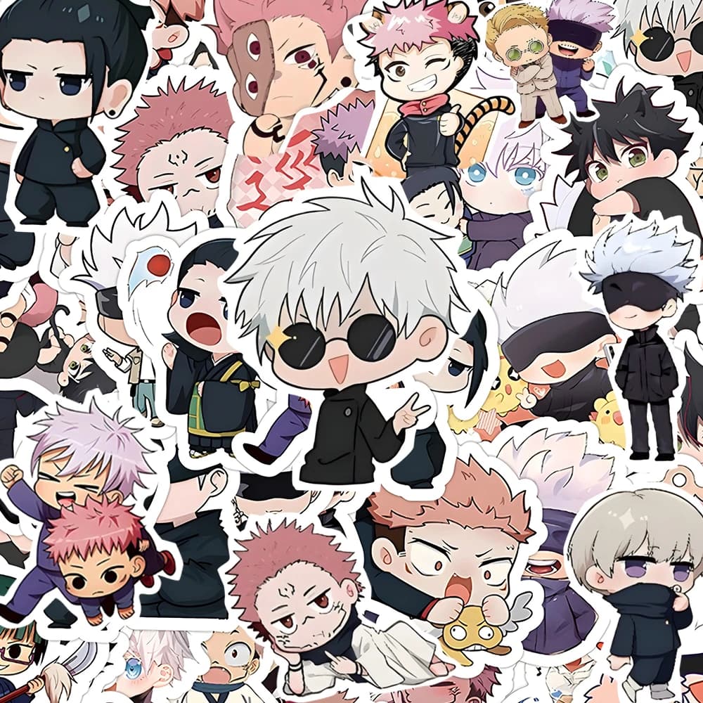 10/30/60pcs Kawaii Anime Jujutsu Kaisen Stickers for Stationery Luggage Laptop Car Cute Itadori Yuji Satoru Gojo Cartoon Sticker