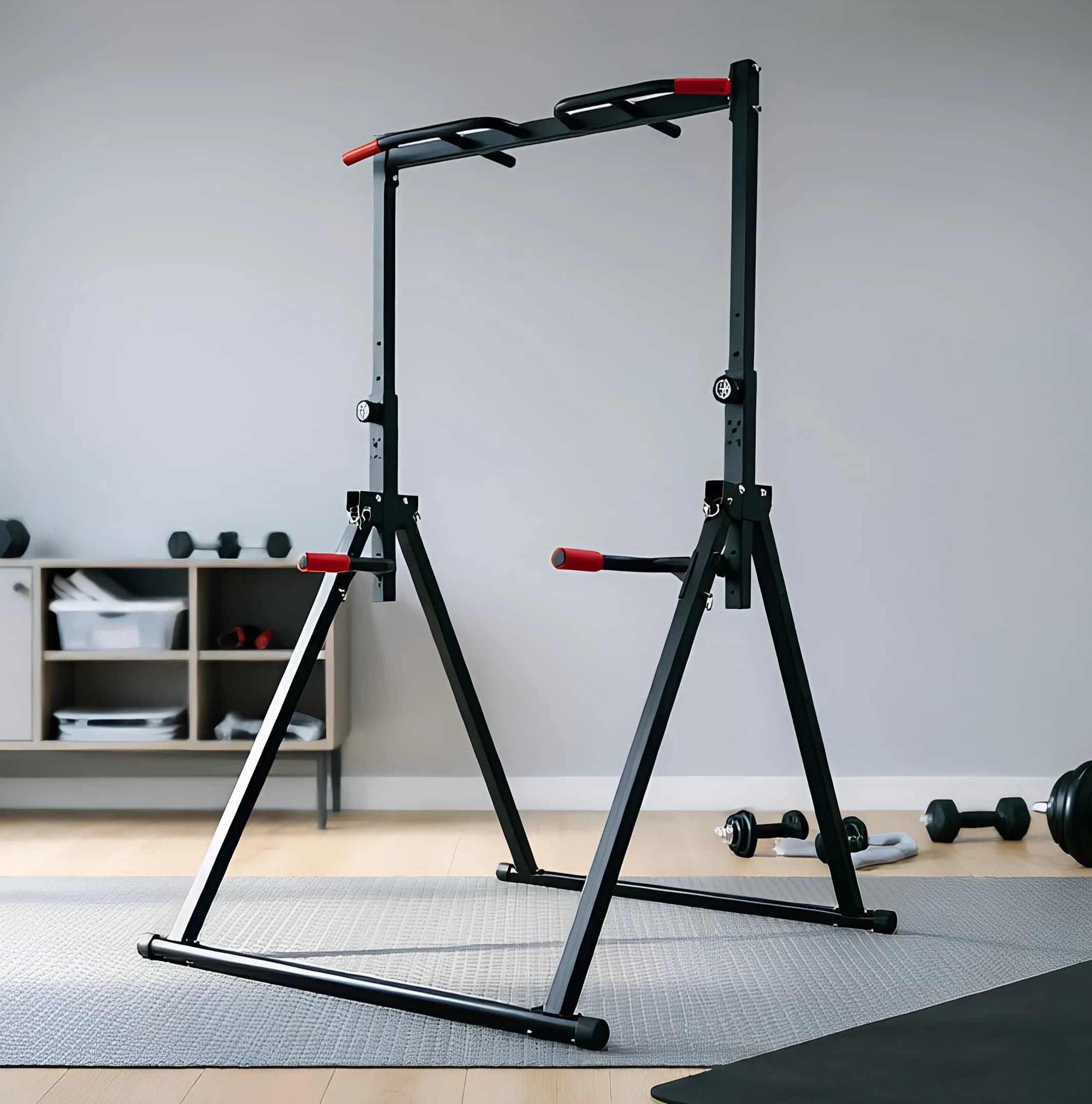 Adjustable traction bar, foldable multifunction training station for home gym with 200 kg load with parallel bar for strength training