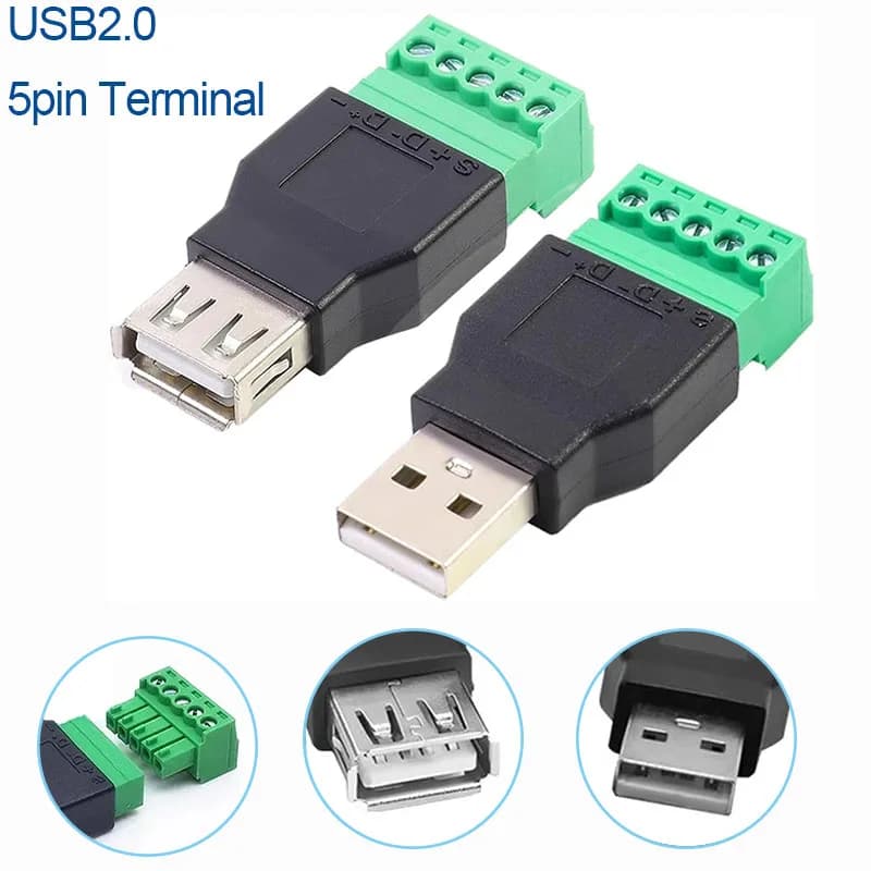 USB 2.0 Tipo A Maschio/Femmina a 5 Pin Connettore a vite Jack USB con presa terminale a vite scudo per tastiera TV computer