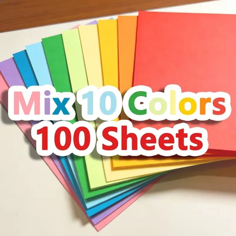 100 Sheets Set of 10 Colors Printing Paper Copy Paper Cardstock Origami Handcraft Paper for Office Home Art Projects