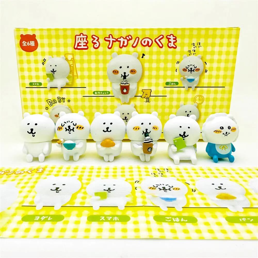 Kawaii Orso di Nagano in Posizione Seduta, Blind Box, Mini Figurina, Orso Scherzoso, Oggetti da Collezione, Ornamenti da Scrivania, Regali Anime