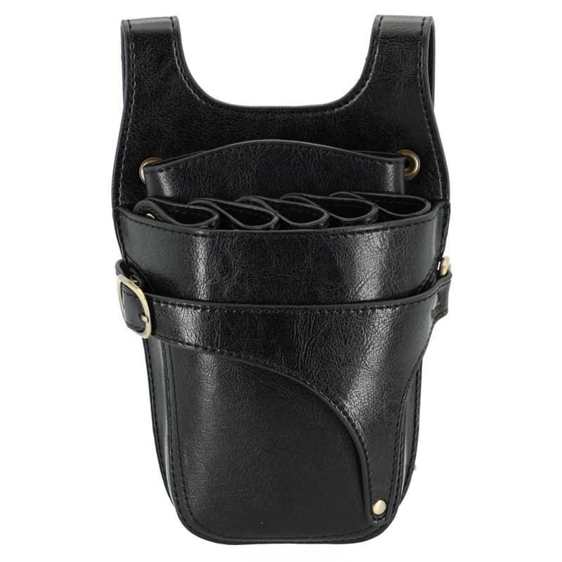 Multifunction 1PC Black cow leather Hair scissors Clip bag Hairdresser Barbiere Scissors Fondina Case with belt