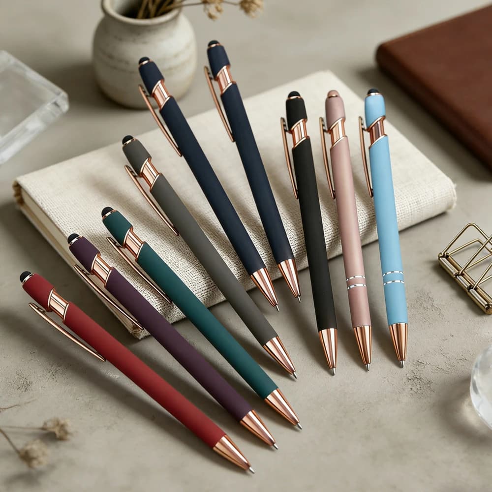 5-10 penne a sfera 2 in 1, inchiostro nero con punta in metallo per touch screen per smartphone e tablet, penna da ufficio a doppia funzione