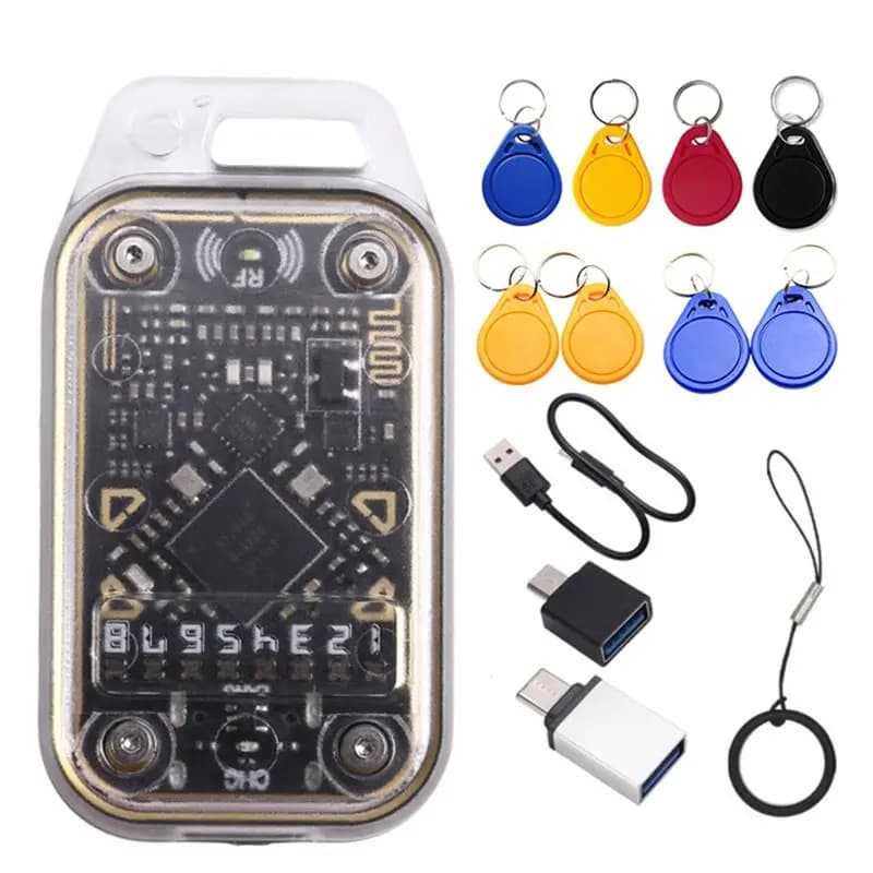 【PREZZO CALDO!】 Emulatore lettore di chip intelligente RFID Camaleonte V2.0 125K 13,56 Mhz Decodifica scheda Duplicatore NFC + Portachiavi 8XUID Camaleonte Ul
