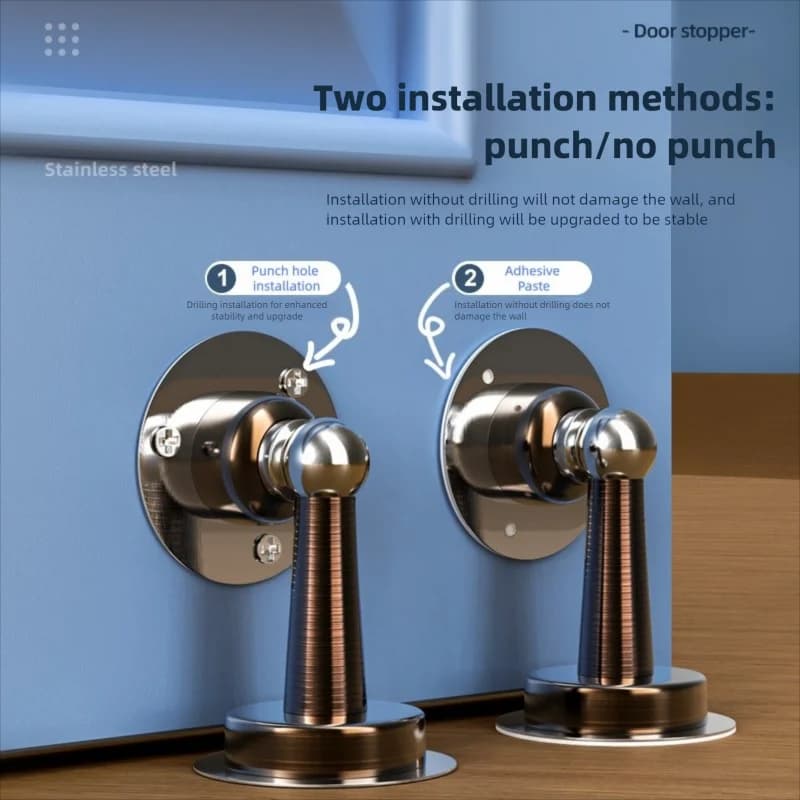 Fermaporta Magnetico Adesivo Silenzioso Senza Foratura, Protezione Anticollisione per Pavimenti, Accessorio di Sicurezza Domestica