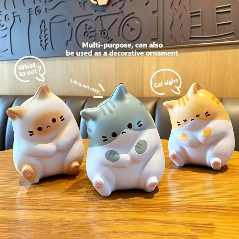 Set di 3 Adorabili Giocattoli Antistress a Forma di Gatto, Morbidi in PU a Lenta Risposta, Giocattoli Sensoriali per Ufficio, Regalo per Adulti