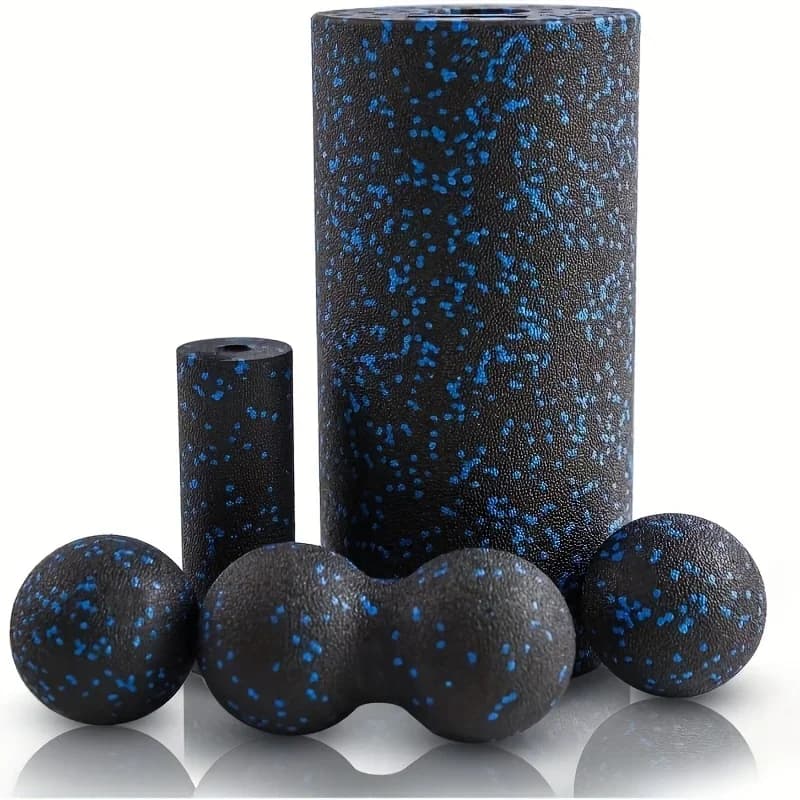Set of 5 high density foam rollers: muscle massage, yoga and therapy, includes back roller, peanut ball, portable exercise tools
