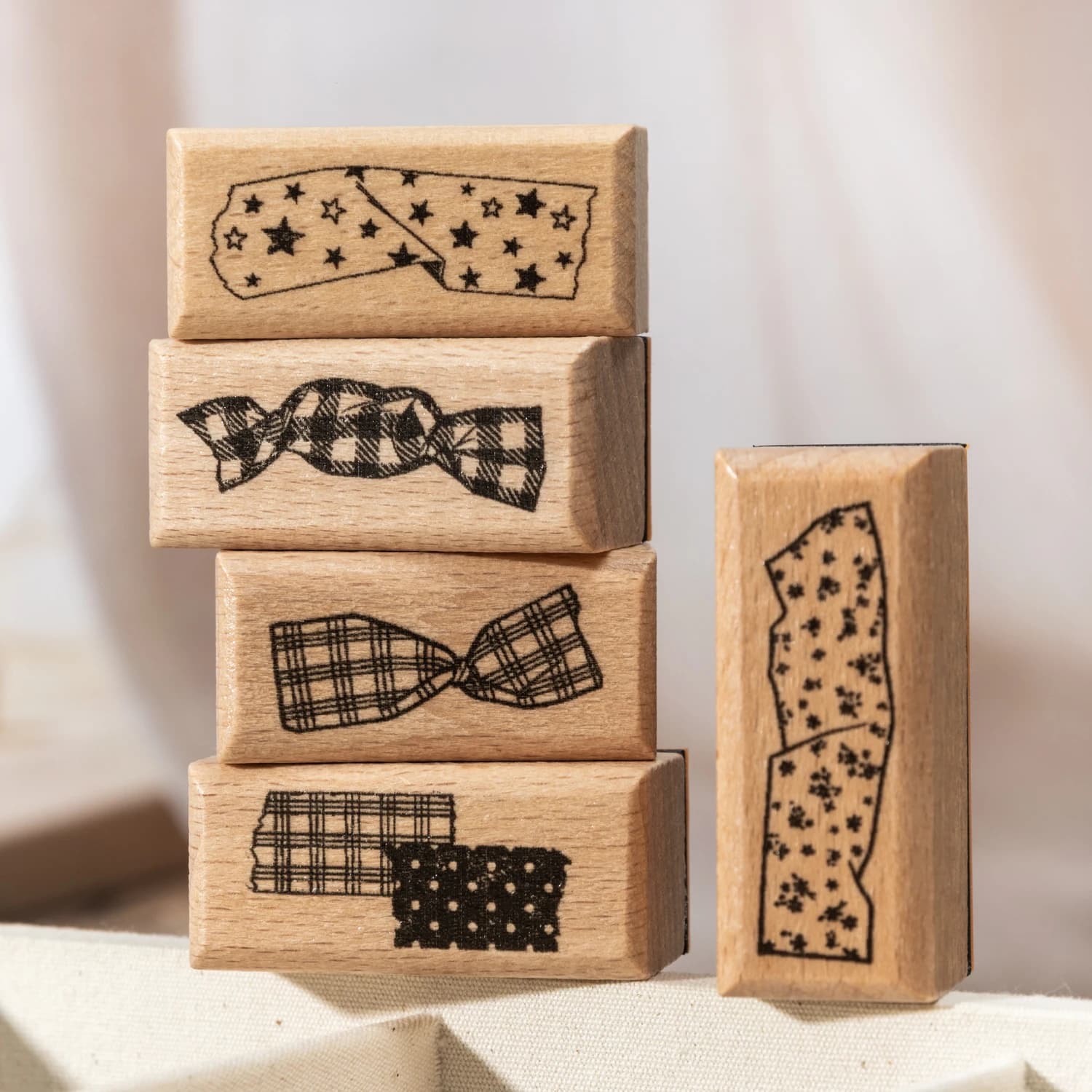 Nastro effetto stropicciato con motivo floreale a fiocco, stile retrò, in legno di faggio, per sigilli, diari, scrapbook e forniture estetiche per journaling fai da te