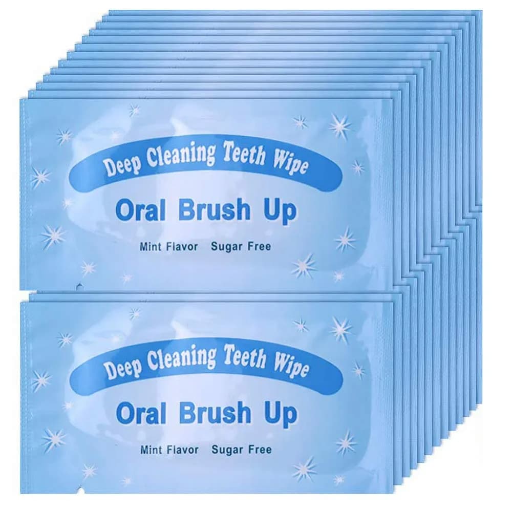 Disposable Textured Dental Wipes for Deep Cleaning Teeth and Gums Mint Flavor 100 Count Pack Oral Hygiene Fresh Breath Finger Brush Toothbrush Alternative Portable Travel Convenient Teeth Cleaning Wipes for Adults Kids