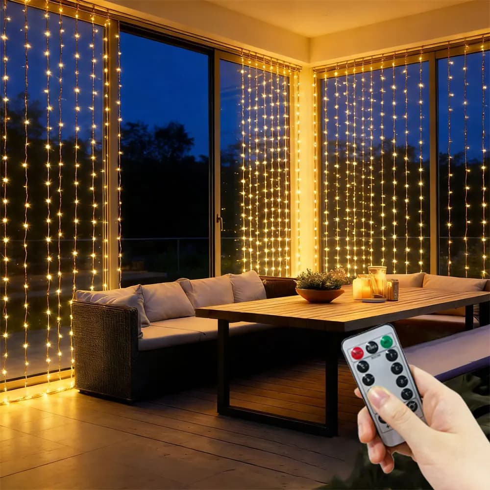 Luci a tenda LED USB, luci fatate a stringa, decorazione per esterni, Ramadan, Eid Mubarak, matrimoni, feste, decorazione per la casa, festa della mamma, 3/4/6m