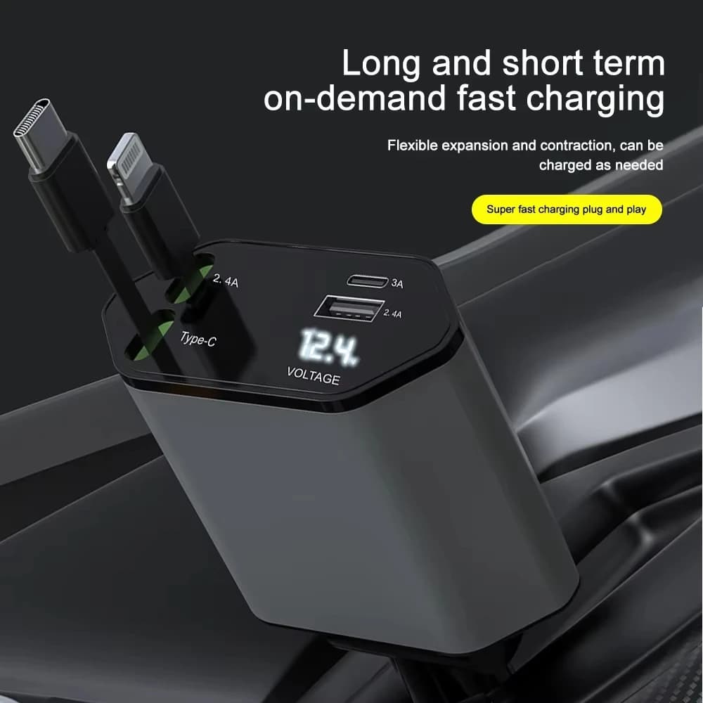 Caricabatteria da auto telescopico a ricarica super veloce da 120 W compatibile con telefoni Apple e Huawei