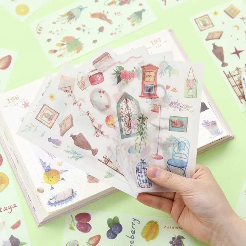 6sheets/set Cute Stickers Flower Cat Butterfly Washi Paper Stickers Pack Scrapbooking Supplies Japanese Kawaii Stationery