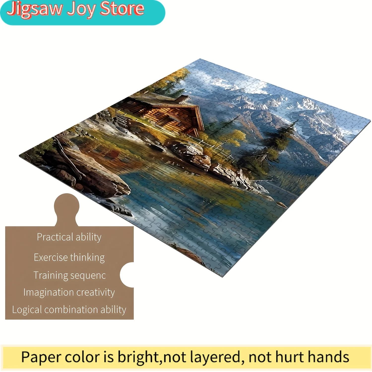 Puzzle - Puzzle in legno con motivo Casetta Autunnale, pezzi antigraffio, sfida portatile di livello intermedio per famiglie, Enh