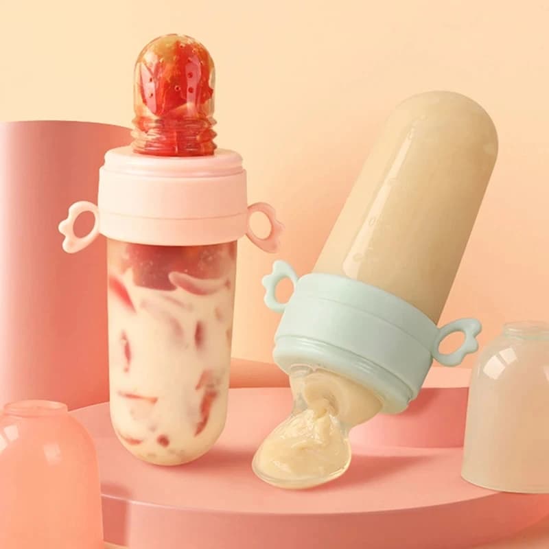 Biberon + massaggiagengive pasta di riso in Silicone per bambini alimentazione di cereali spremere bottiglia cucchiaio alimentatore per utensili per neonati