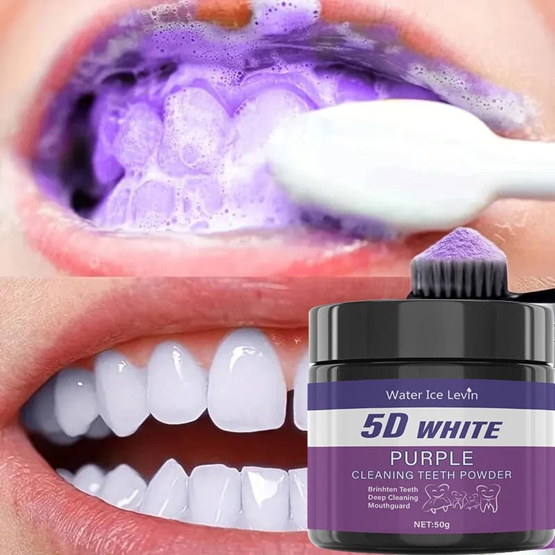 Purple Powder for Denti Cleansing - Without Solphates, Deep Cleansing and Polishing, White the Tooths in 5 Days, Daily Use Laptop and Travel