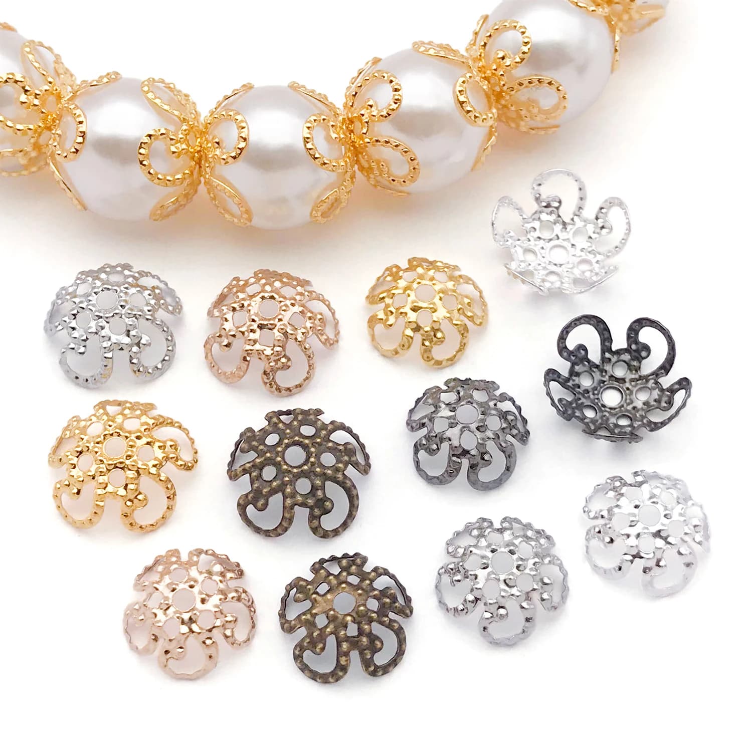 200 wire iron wired wire beads caps, stone beads caps for diy bracelets, necklaces, earrings, jewelry creation accessories