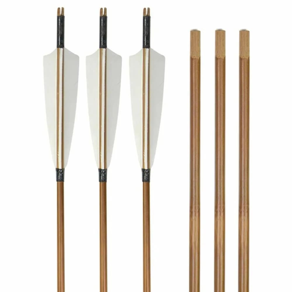 32.6 "Flecha di bambù 8mm Albero 5" Piuma di tacchino Longow Arco tradizionale Tiro Caccia Pratica bersaglio 6/12 pezzi Freccia di bambù