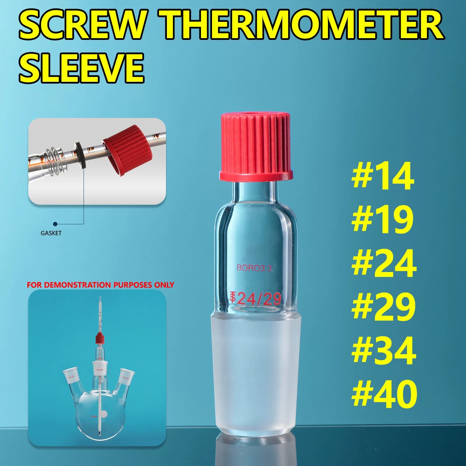 1 piece of oral thermometer sheath in glass, non-slip sheath for agitator # 14 # 19 # 24 # 29 # 34 # 40