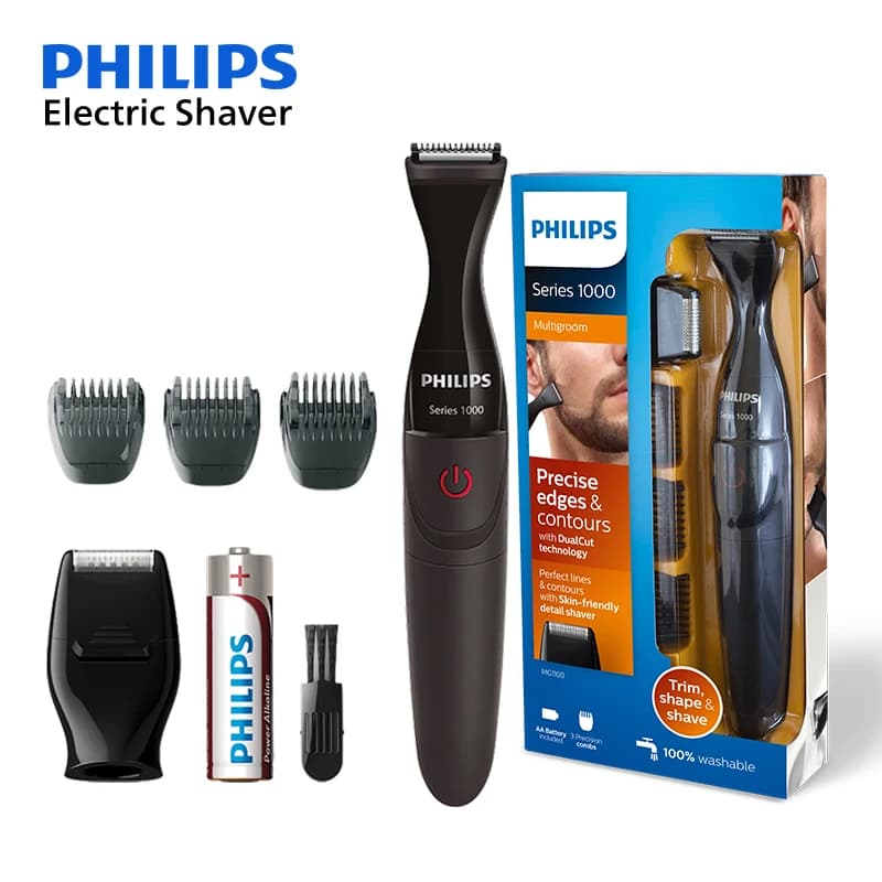 Philips MG1100 Electric Razor Accurate Barba Styler Haircut for facial hair care 3 Sized comb Shaving Razor Battery Powered
