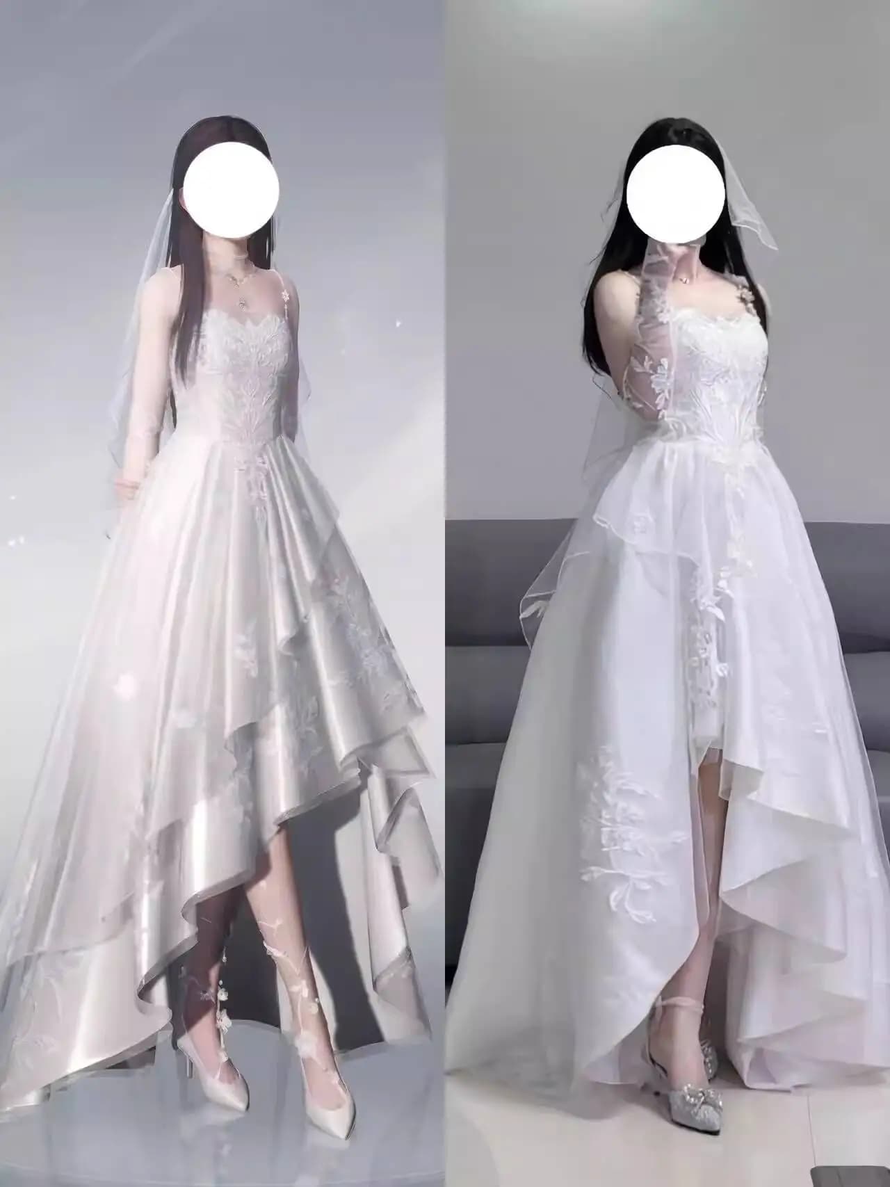 New Custom Wedding Dress for Women Love And Deepspace Zayne Li Shen, Model Dawn Blooms With Snow with Velo, Includes Wedding Greetings Ticket