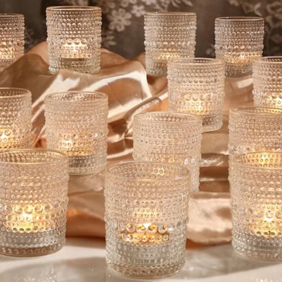 Set di 36 Portacandele Votivi, Portacandele in Vetro per Tealight, Portacandele Trasparenti per Tavolo
