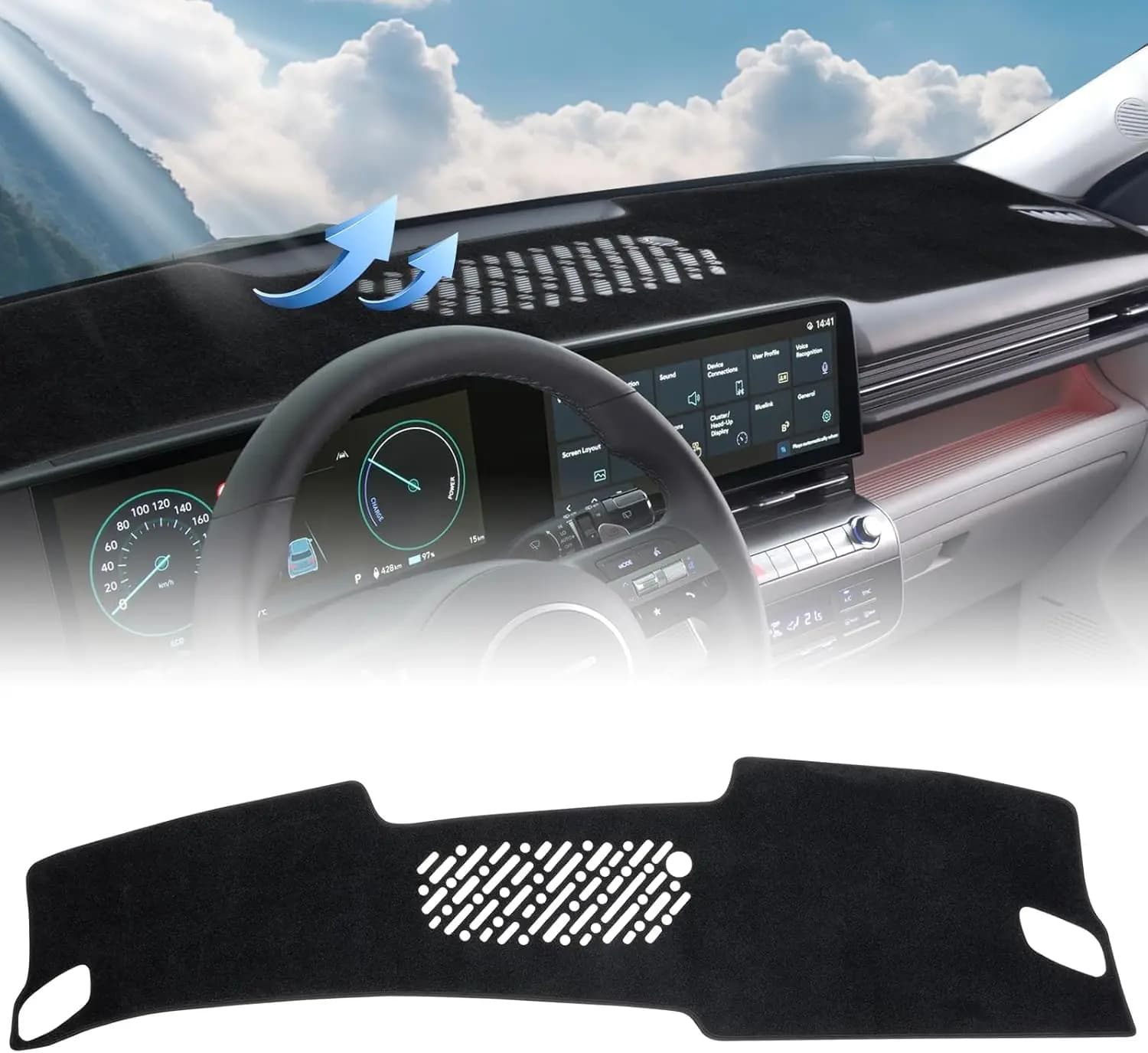 Cover Dashboard Compatible with Hyundai Kona 2024 2025 2026, Protective Mat for Dashboard Custom Interior Car Accessories