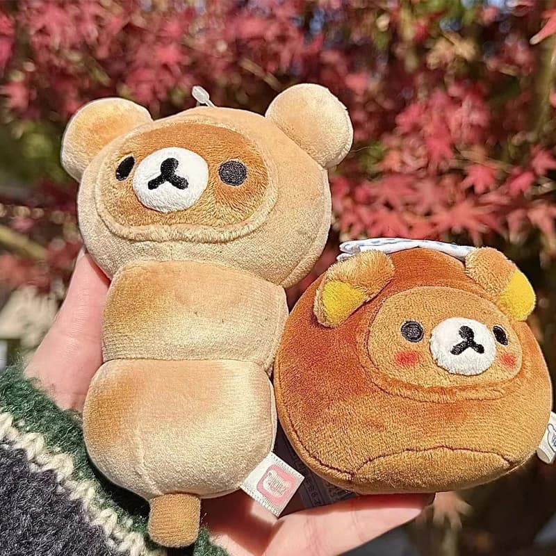 Anime Rilakkumas Bread Series Plush Keychain Kawaii Cartoon Character Stuffed Bag Charm Keyring Backpacks Birthday Girl Gifts