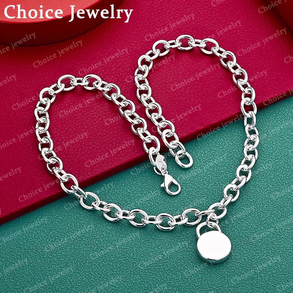 Collana con catena rotonda da 45 cm in argento sterling 925 per donna, gioielli alla moda, accessori semplici e classici per feste, regalo